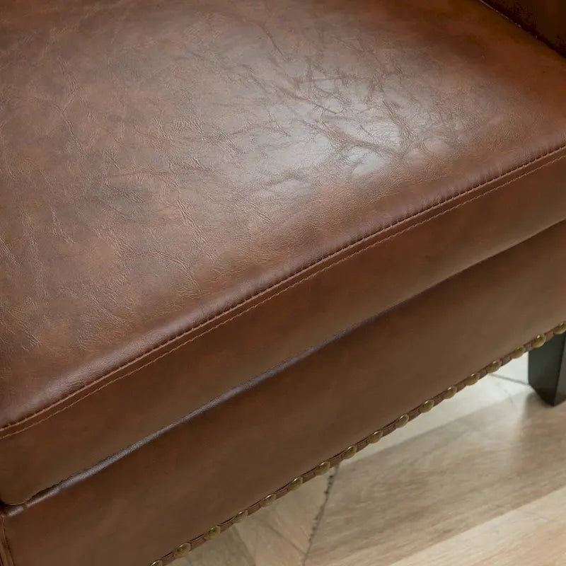 Fauteuil de club en similicuir avec clous décoratifs, 29 po, ensemble de 2