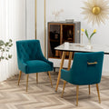 Lot de 2 chaises de salle à manger d'appoint modernes sans accoudoirs en velours bouclé avec dossier capitonné et pieds dorés