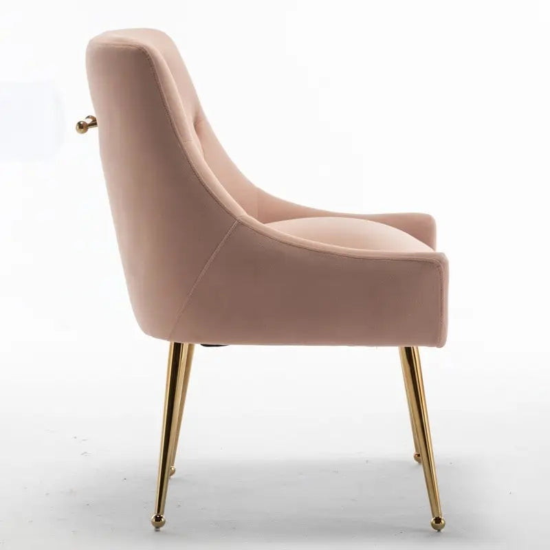Lot de 2 chaises de salle à manger d'appoint modernes sans accoudoirs en velours bouclé avec dossier capitonné et pieds dorés