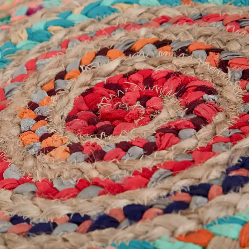 Pouf rond bohème en jute tressé