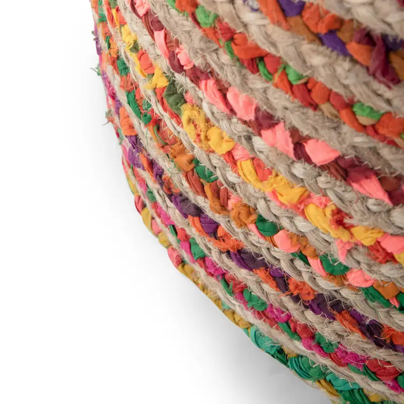 Pouf rond bohème en jute tressé