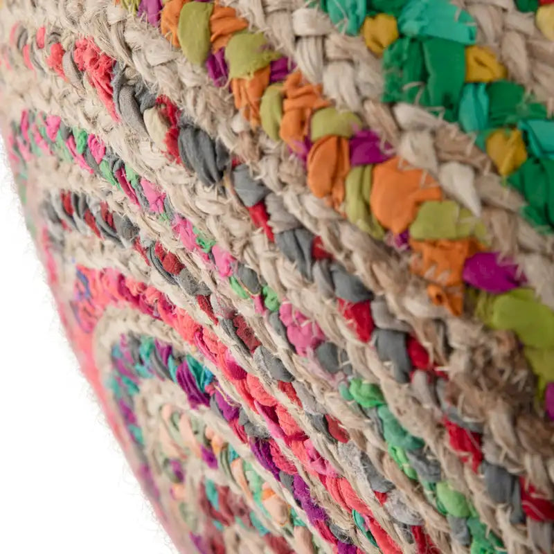 Pouf rond bohème en jute tressé