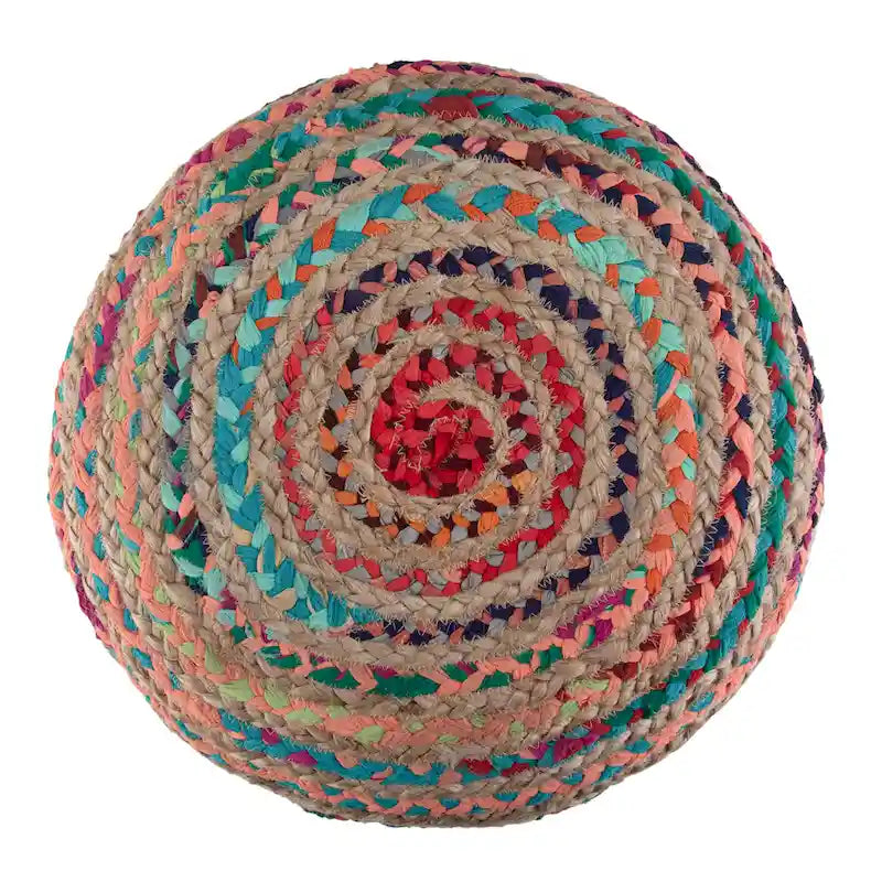 Pouf rond bohème en jute tressé