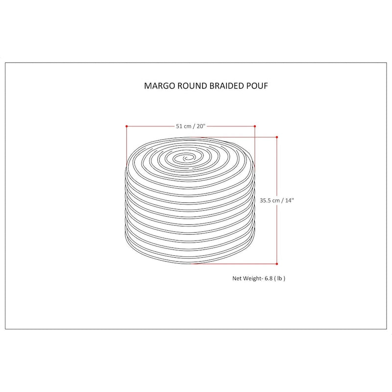 Pouf rond bohème en jute tressé