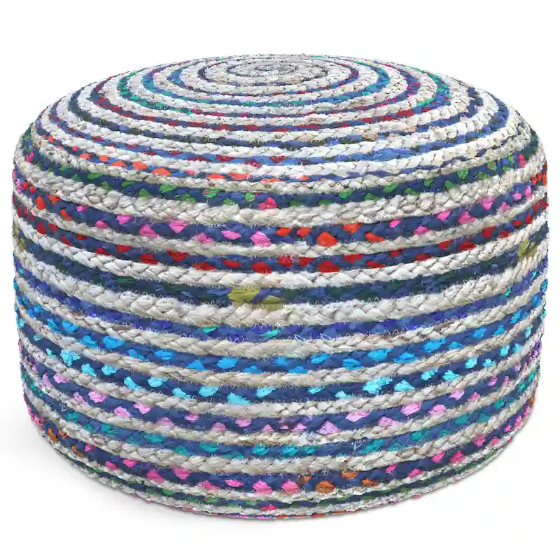 Pouf rond bohème en jute tressé