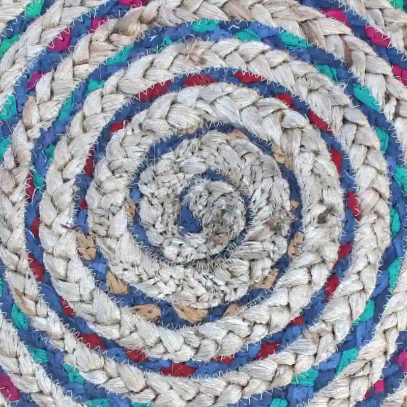 Pouf rond bohème en jute tressé