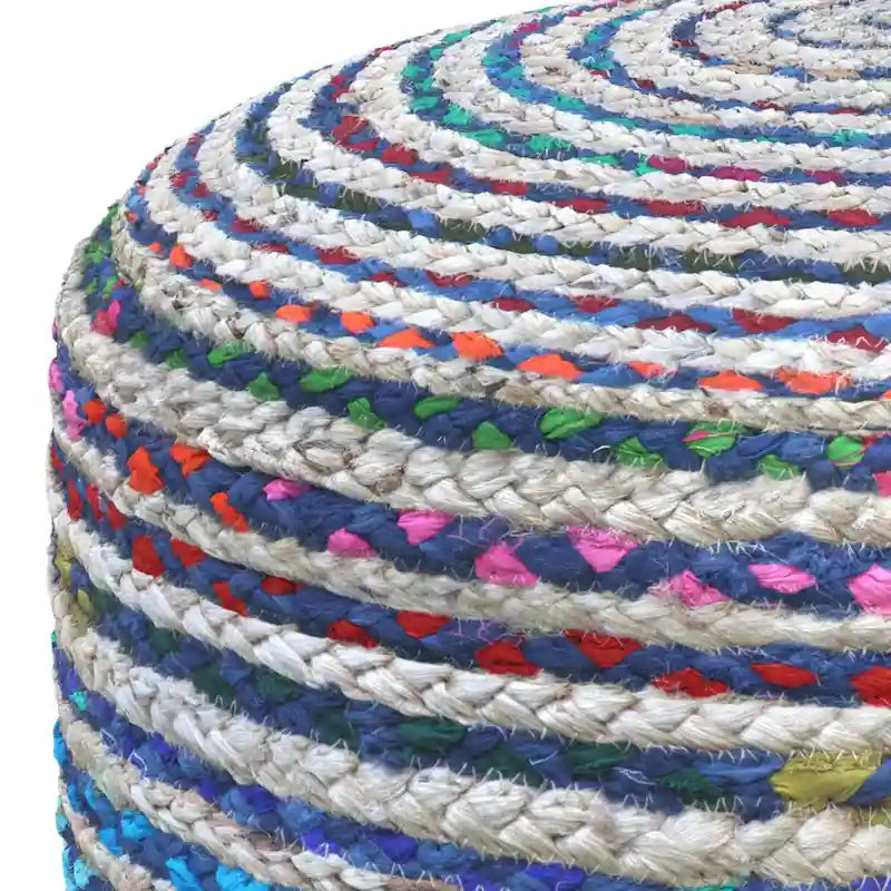 Pouf rond bohème en jute tressé