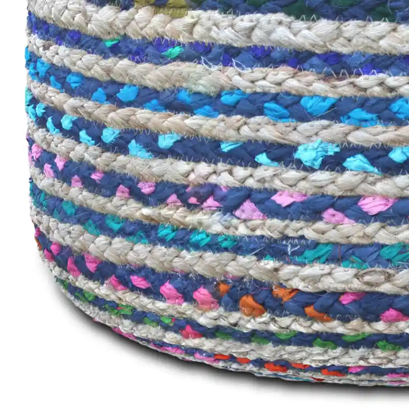Pouf rond bohème en jute tressé
