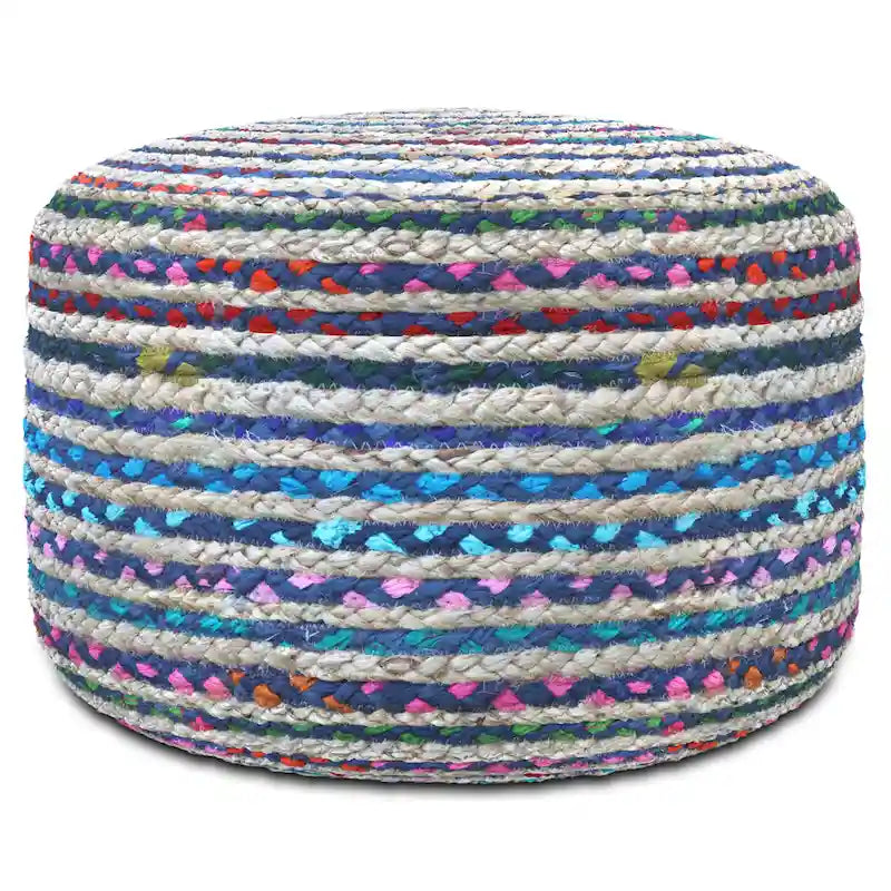 Pouf rond bohème en jute tressé
