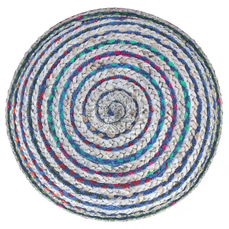 Pouf rond bohème en jute tressé