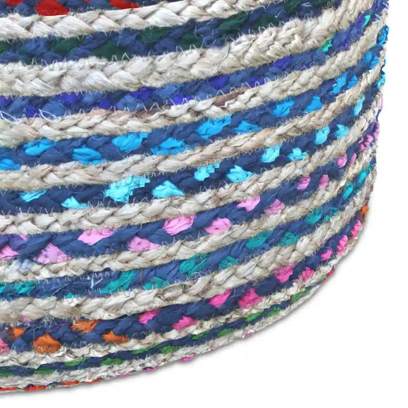 Pouf rond bohème en jute tressé