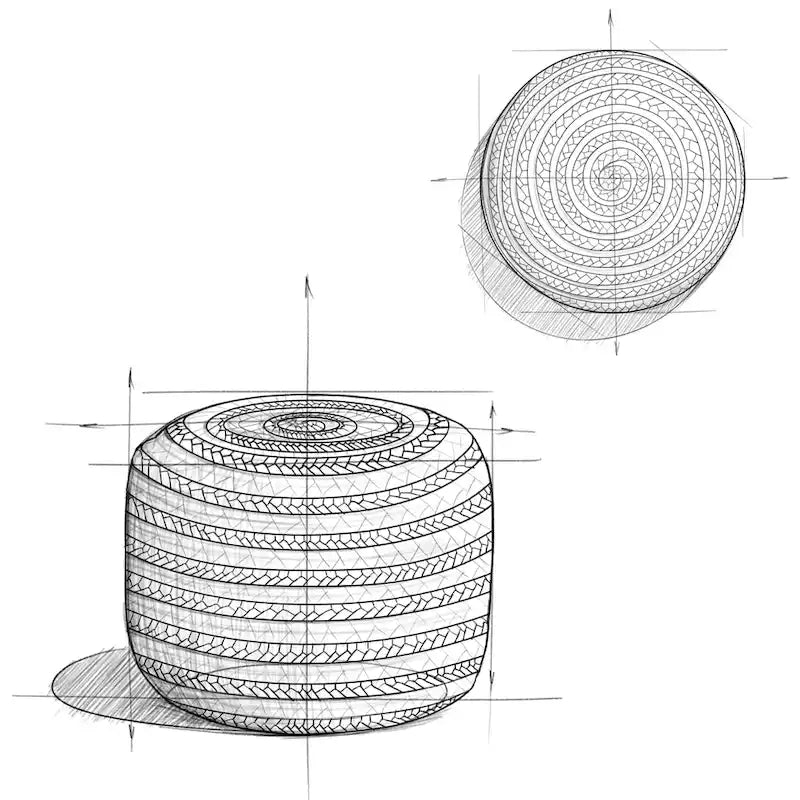 Pouf rond bohème en jute tressé