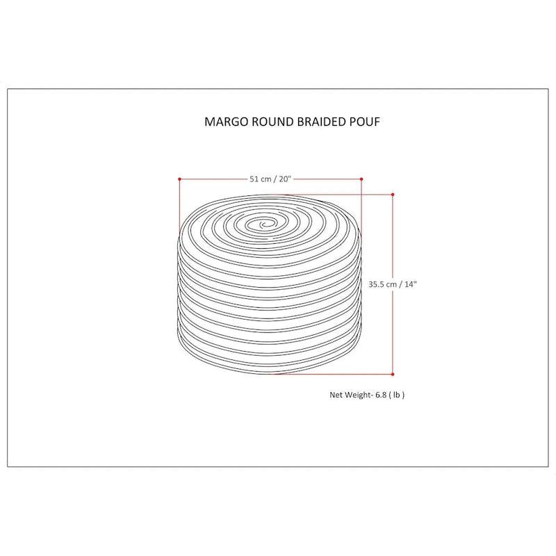 Pouf rond bohème en jute tressé