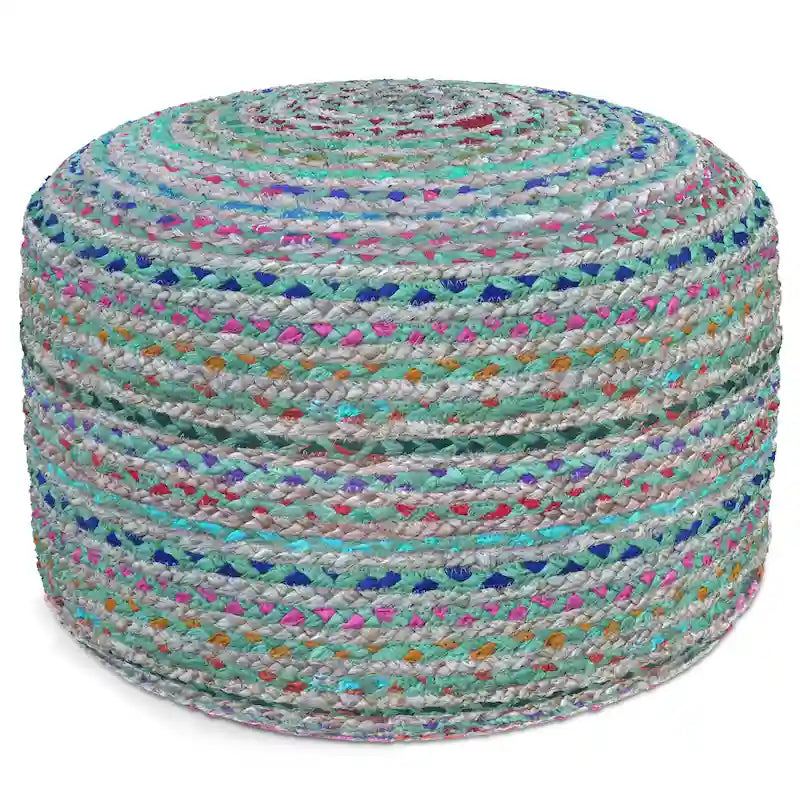 Pouf rond bohème en jute tressé