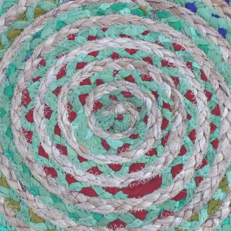 Pouf rond bohème en jute tressé