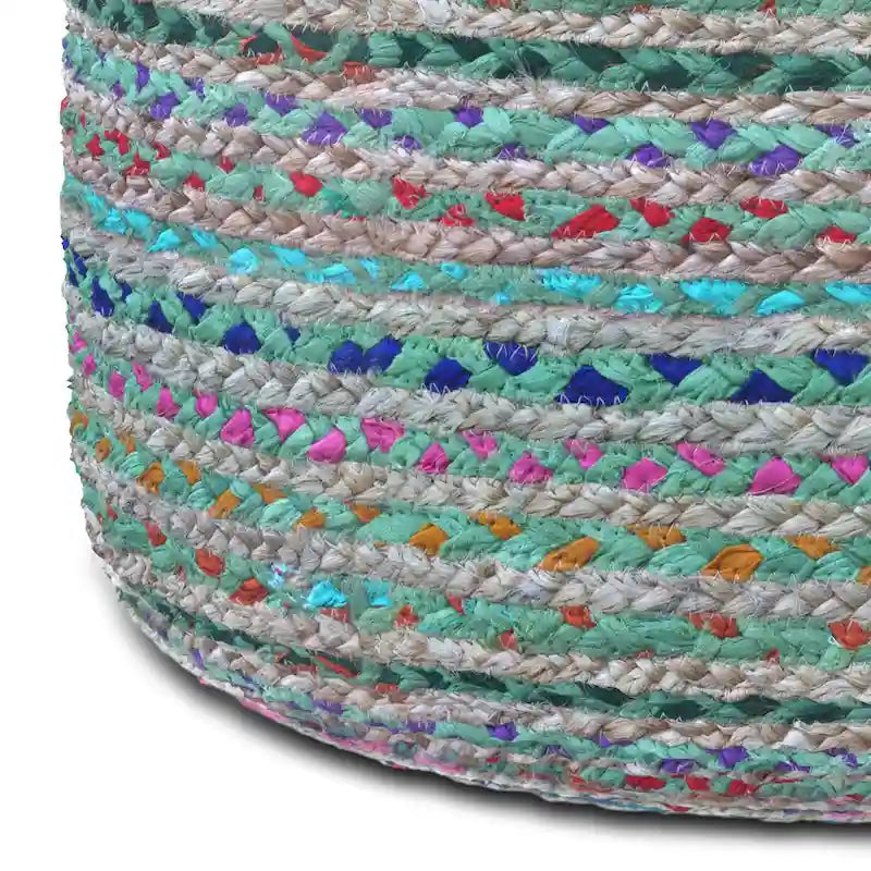 Pouf rond bohème en jute tressé