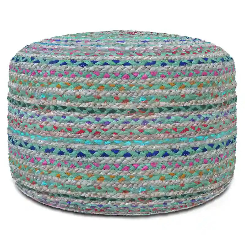 Pouf rond bohème en jute tressé