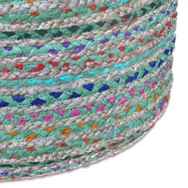 Pouf rond bohème en jute tressé