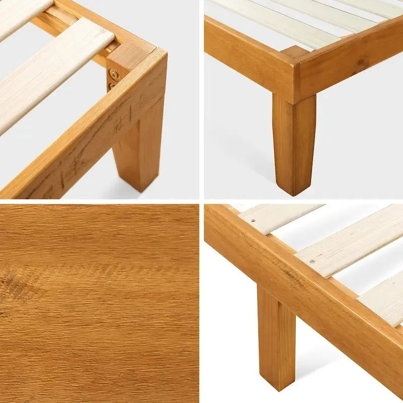 Lit Plateforme Rustique Minimaliste en Bois de Pin Rustique