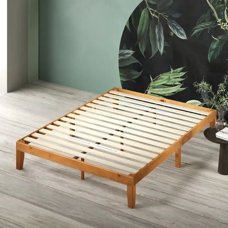 Lit Plateforme Rustique Minimaliste en Bois de Pin Rustique