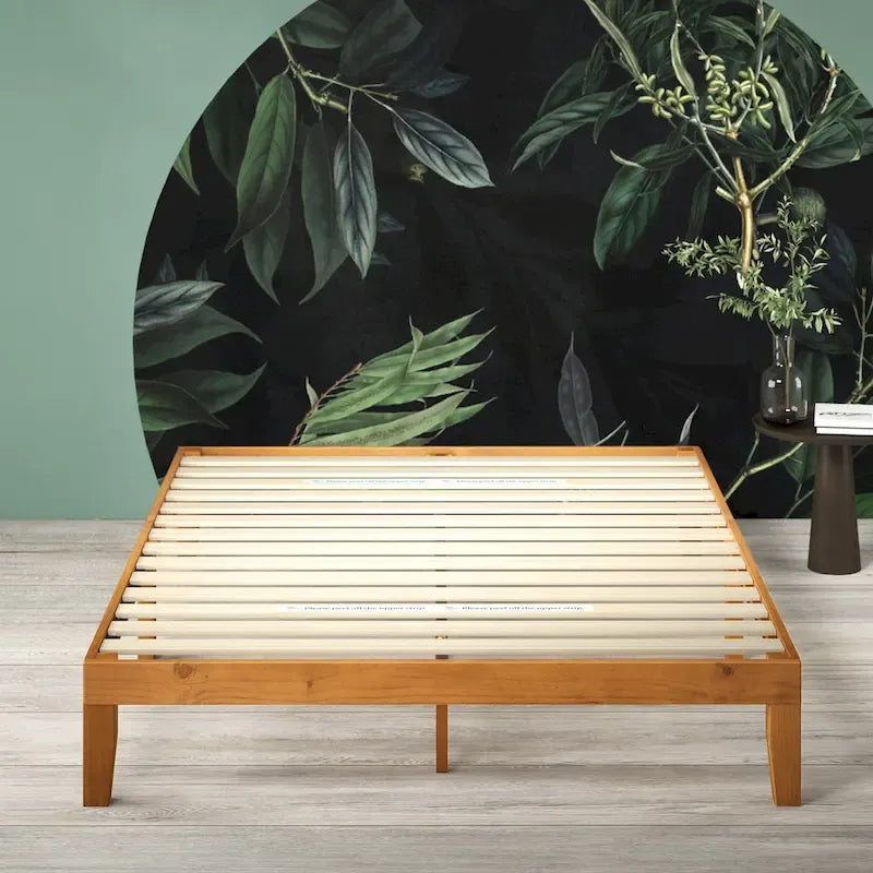 Lit Plateforme Rustique Minimaliste en Bois de Pin Rustique