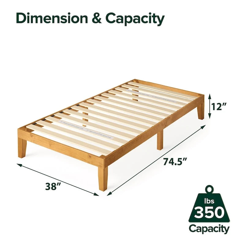 Lit Plateforme Rustique Minimaliste en Bois de Pin Rustique