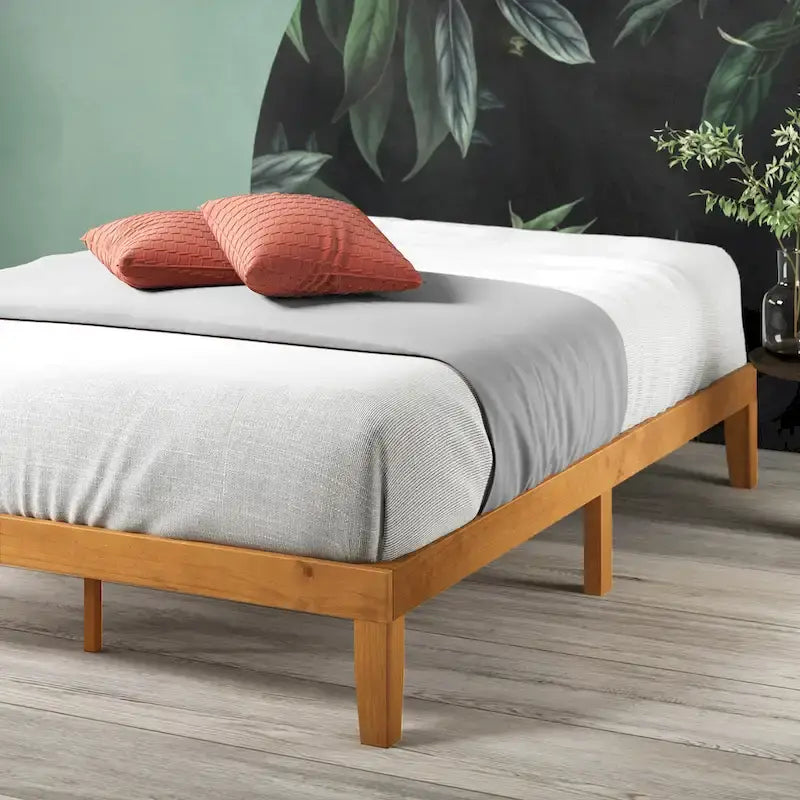 Lit Plateforme Rustique Minimaliste en Bois de Pin Rustique