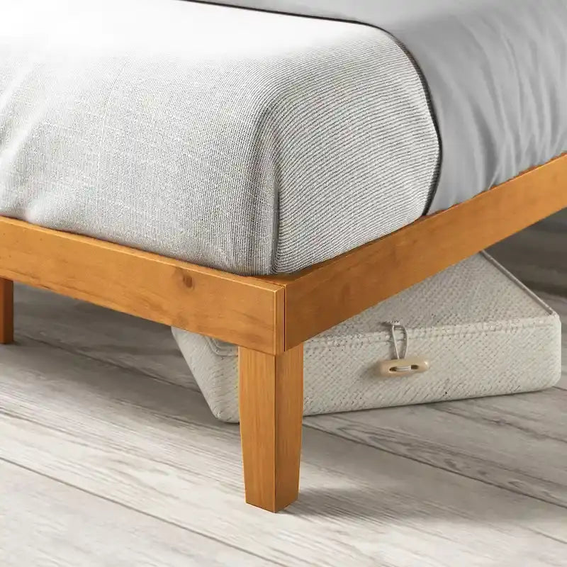 Lit Plateforme Rustique Minimaliste en Bois de Pin Rustique
