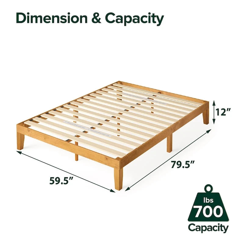 Lit Plateforme Rustique Minimaliste en Bois de Pin Rustique