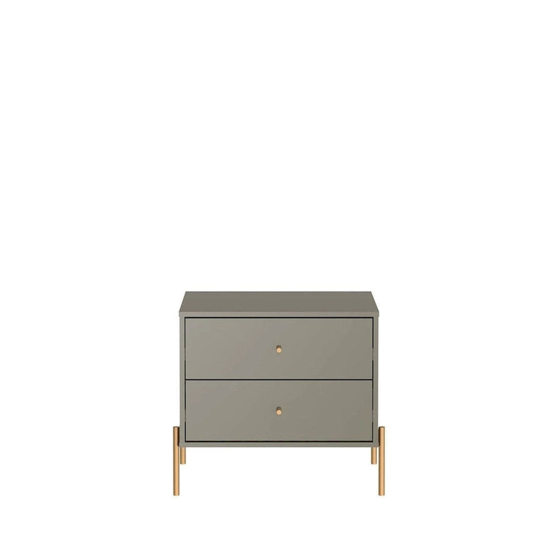 Table de chevet avec pieds en acier doré et finition blanc brillant