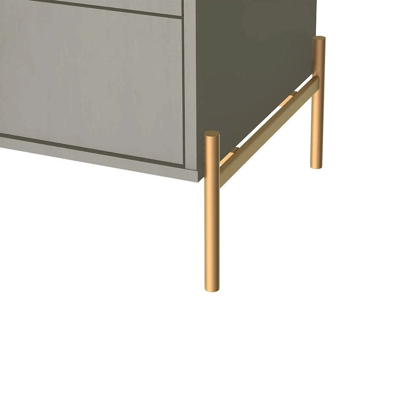 Table de chevet avec pieds en acier doré et finition blanc brillant