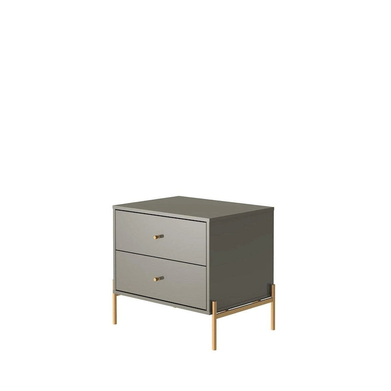 Table de chevet avec pieds en acier doré et finition blanc brillant