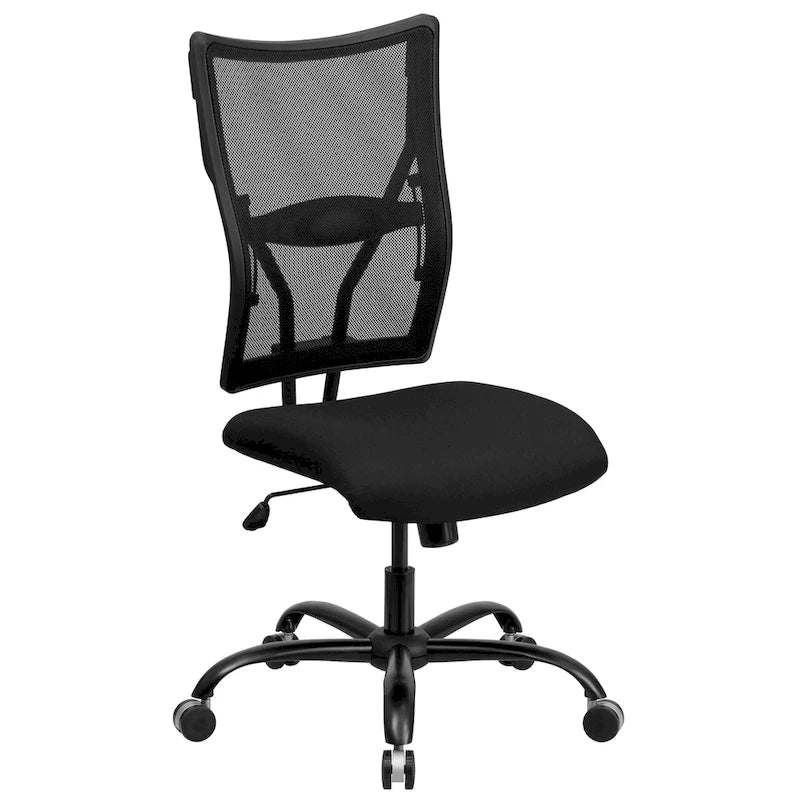 Fauteuil de bureau ergonomique pivotant pour personnes fortes, dossier en maille, supporte jusqu'à 180 kg