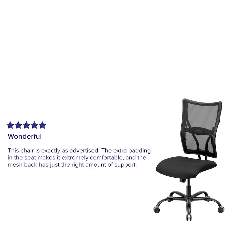 Fauteuil de bureau ergonomique pivotant pour personnes fortes, dossier en maille, supporte jusqu'à 180 kg