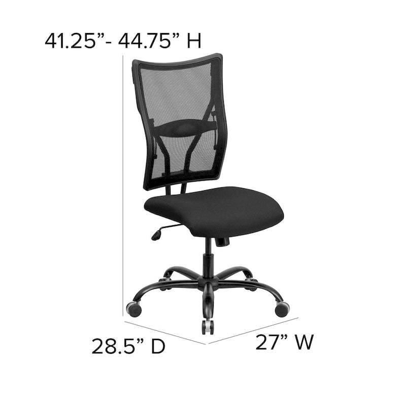 Fauteuil de bureau ergonomique pivotant pour personnes fortes, dossier en maille, supporte jusqu'à 180 kg