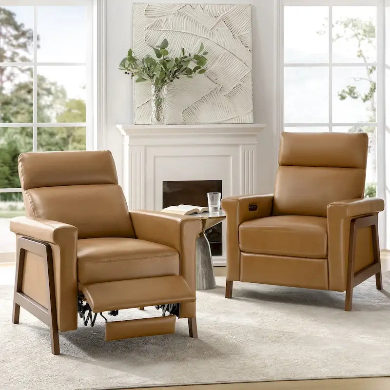 Fauteuil inclinable électrique moderne en cuir véritable avec ports USB intégrés (lot de 2) par