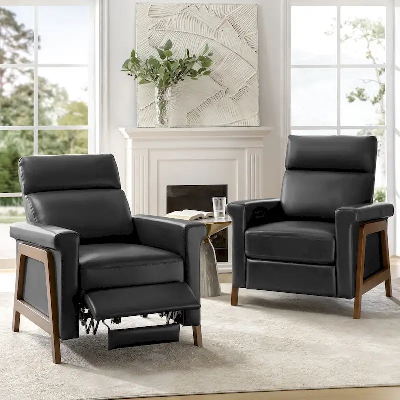 Fauteuil inclinable électrique moderne en cuir véritable avec ports USB intégrés (lot de 2) par