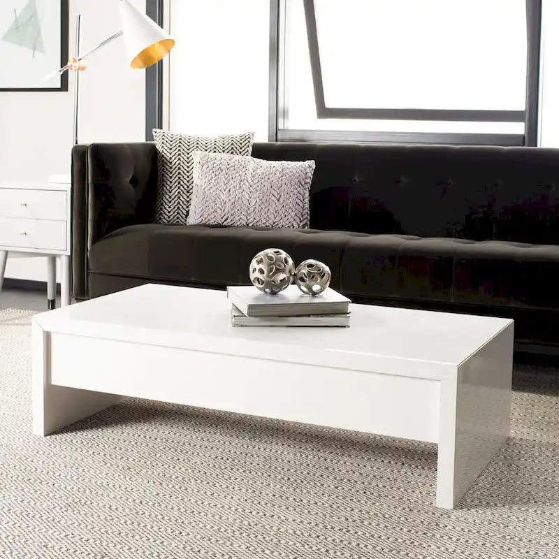 Table basse relevable blanche - 47,2 x 23,6 x 13,4 - 47Lx24Px13H