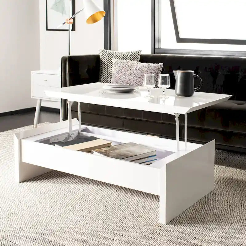 Table basse relevable blanche - 47,2 x 23,6 x 13,4 - 47Lx24Px13H
