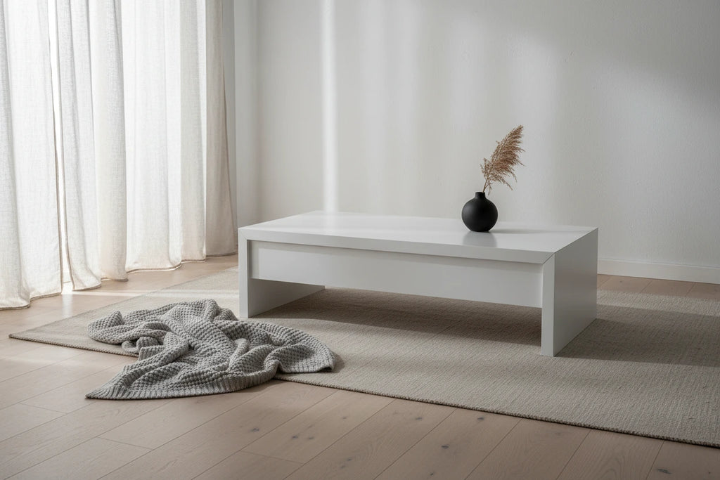 Table basse relevable blanche - 47,2 x 23,6 x 13,4 - 47Lx24Px13H