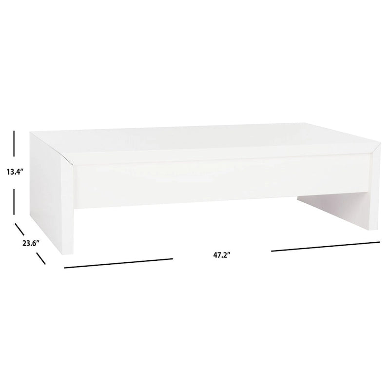 Table basse relevable blanche - 47,2 x 23,6 x 13,4 - 47Lx24Px13H