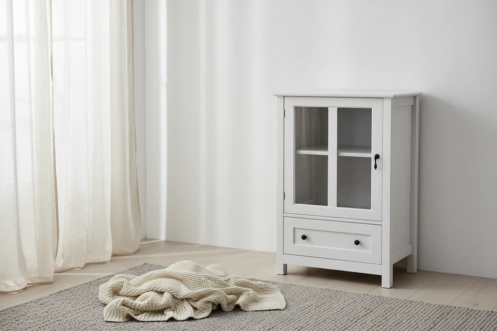 Meuble de rangement buffet avec double portes vitrées