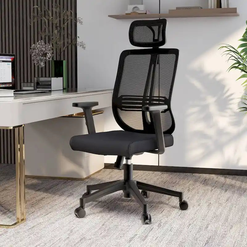 Chaise de bureau réglable avec dossier en maille et appuie-tête Série par