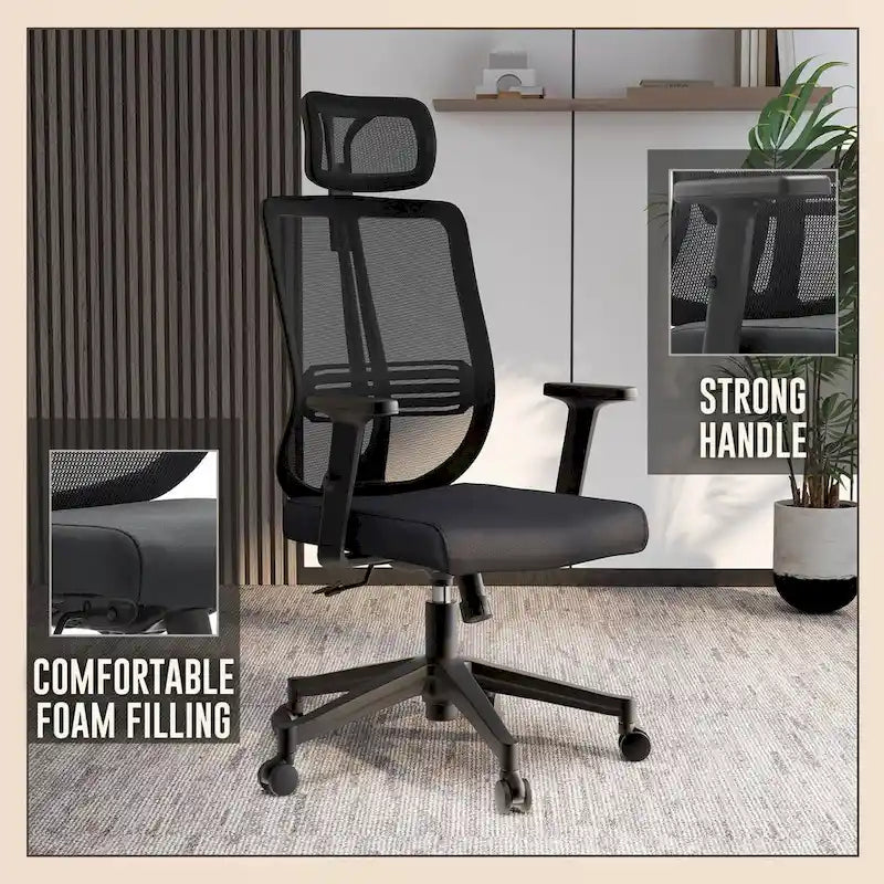 Chaise de bureau réglable avec dossier en maille et appuie-tête Série par