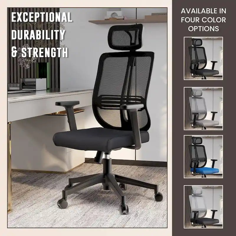 Chaise de bureau réglable avec dossier en maille et appuie-tête Série par