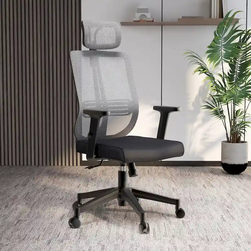 Chaise de bureau réglable avec dossier en maille et appuie-tête Série par