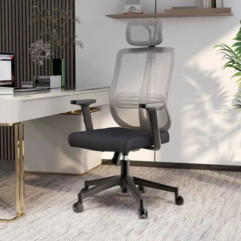 Chaise de bureau réglable avec dossier en maille et appuie-tête Série par