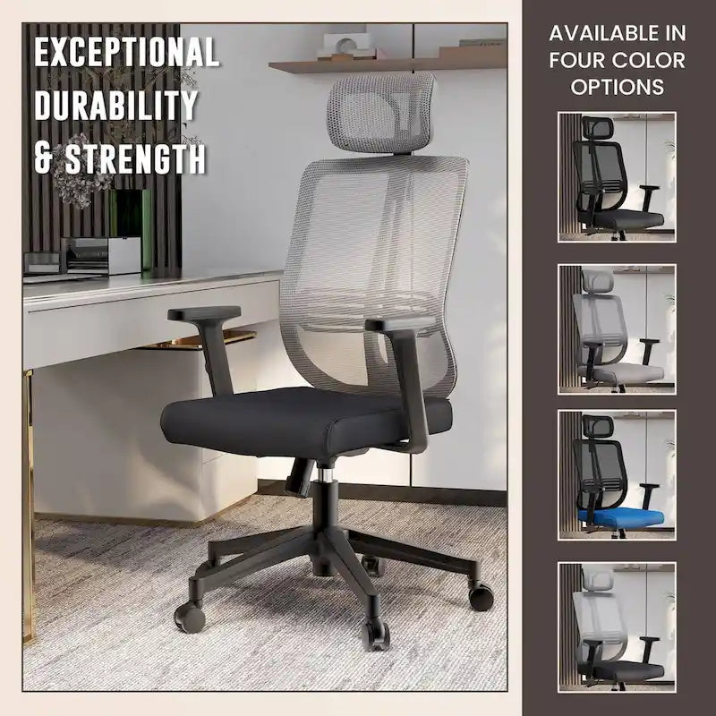Chaise de bureau réglable avec dossier en maille et appuie-tête Série par