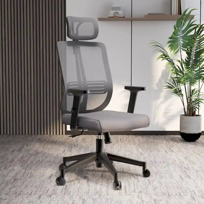 Chaise de bureau réglable avec dossier en maille et appuie-tête Série par