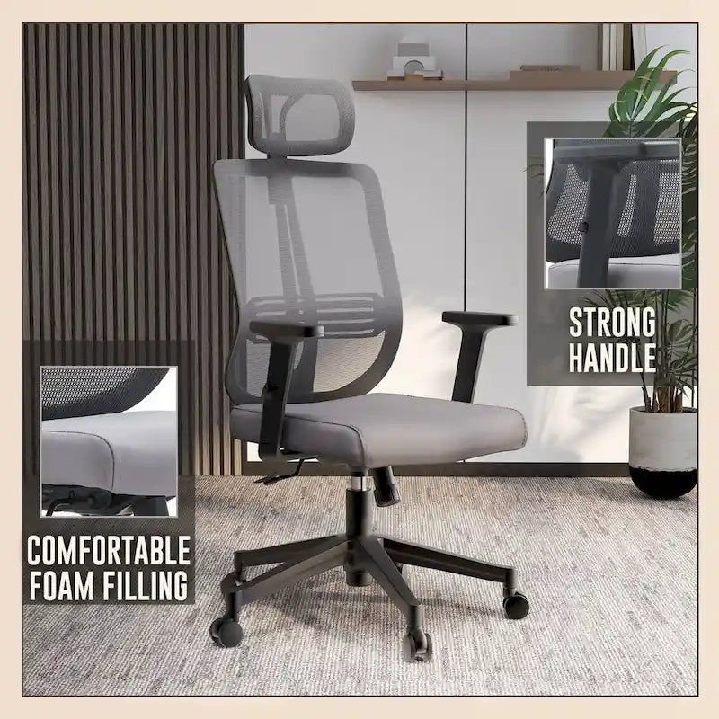 Chaise de bureau réglable avec dossier en maille et appuie-tête Série par